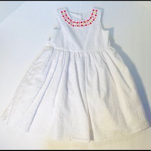 Sweet Heart Rose White Eyelet Dress w/Rhinestones